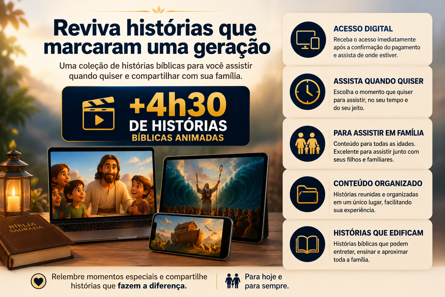 Coleção de histórias bíblicas animadas para assistir em vários dispositivos